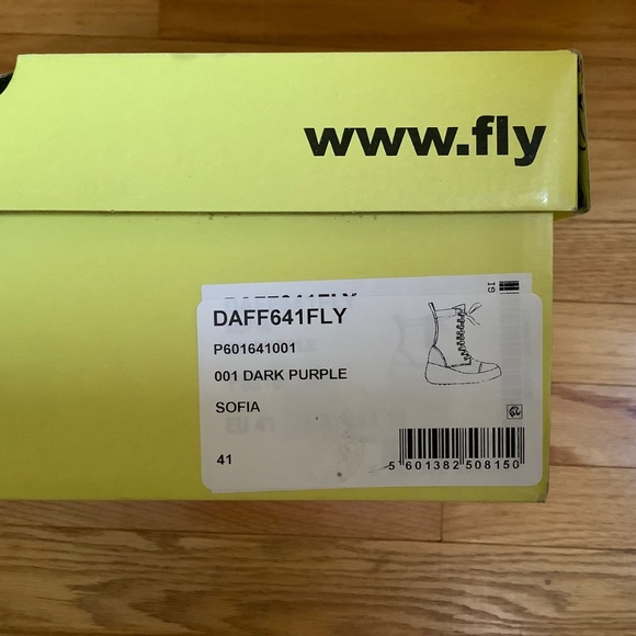 Fly London Daff Leather Wedge Combat Boot Dark Purple Sofia SZ 41/US 10 - Picture 16 of 16